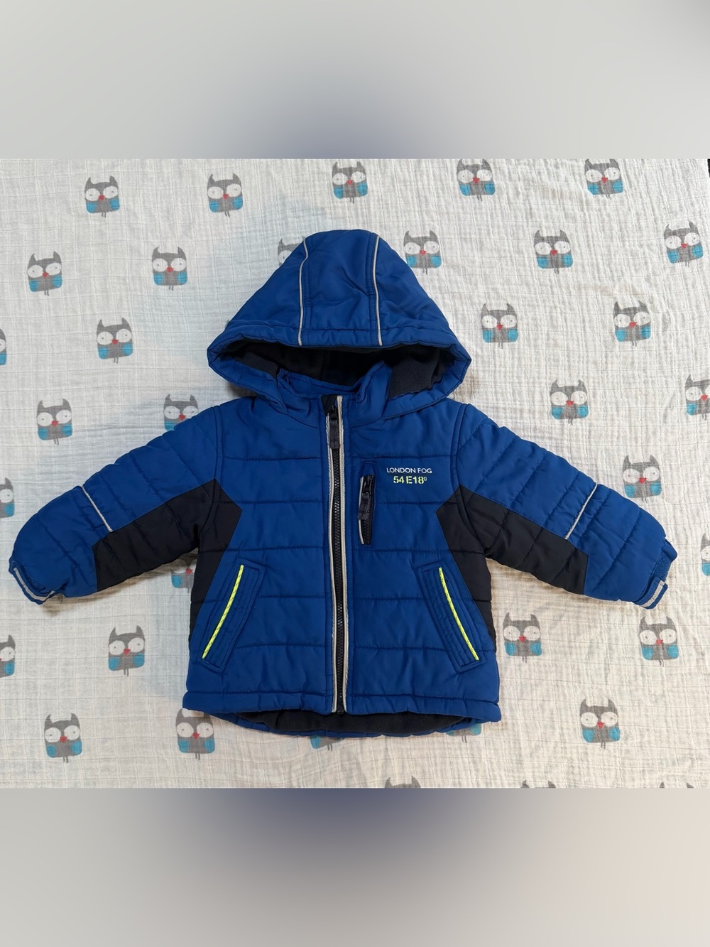 London Fog Boys Blue Hooded Puffer Winter Jacket Size 2T